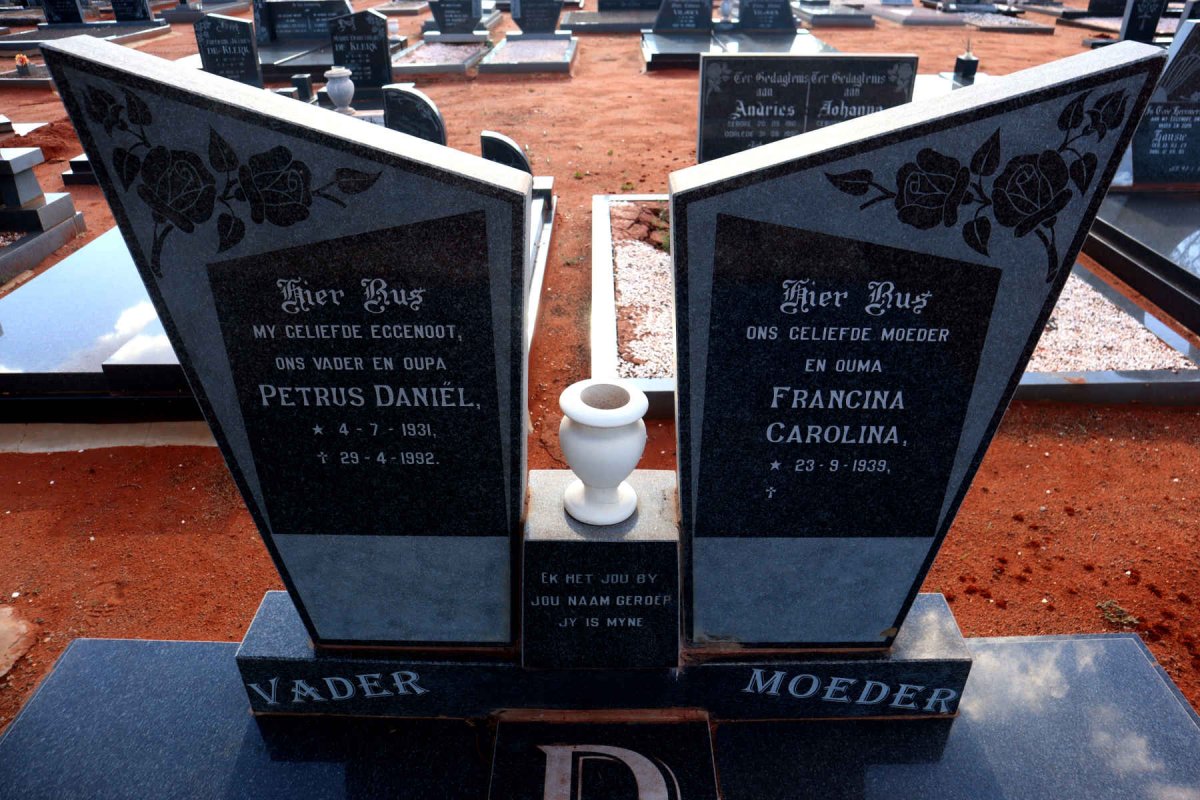 TOIT Petrus Daniel, du 1931-1992 & Francina Carolina 1939- :: DU TOIT Petrus Daniel 1968-2014 _2