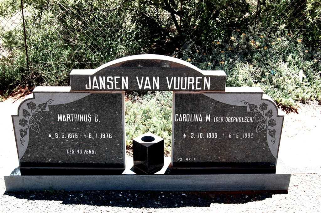 VUUREN Marthinus C., Jansen van 1879-1976 &amp; Carolina M. OBERHOLZER 1889-1982