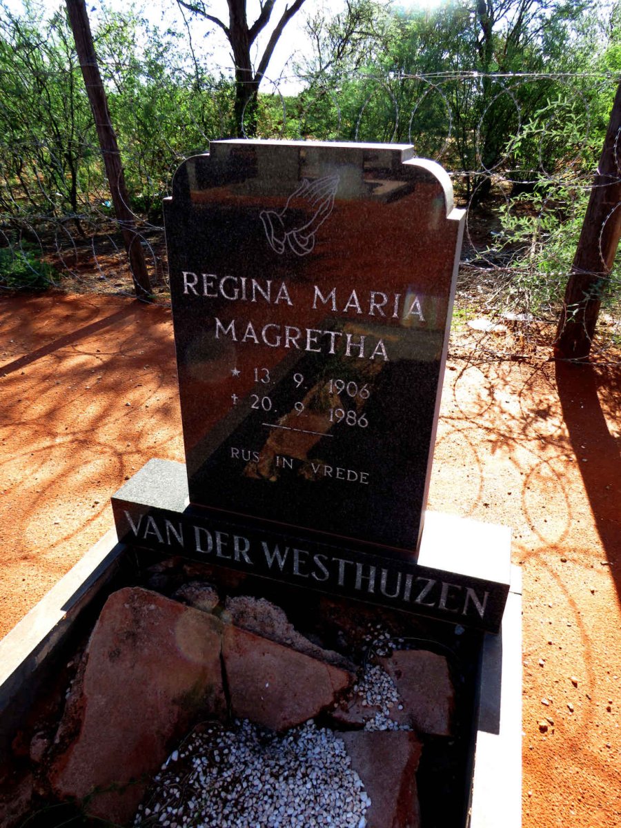 WESTHUIZEN Regina Maria Magretha, van der 1906-1986