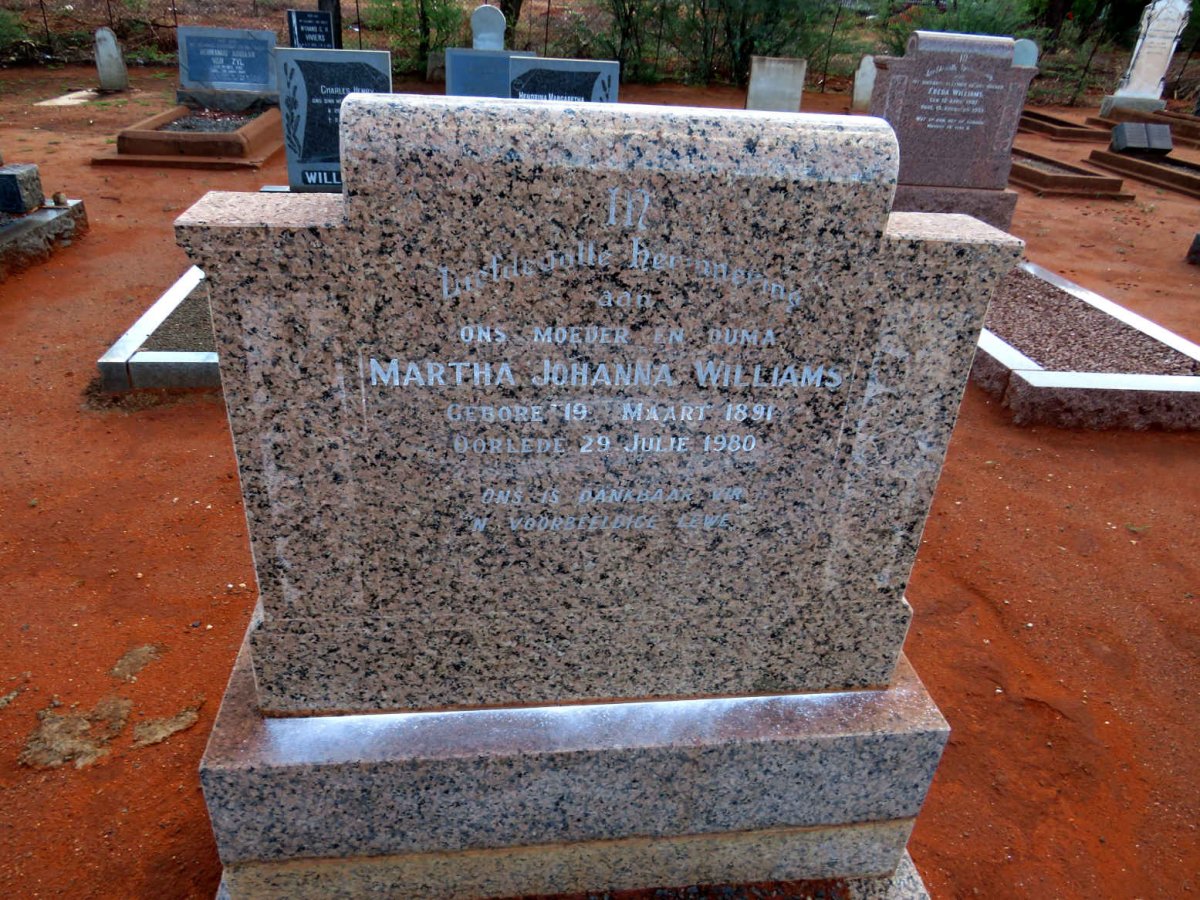 WILLIAMS Martha Johanna 1891-1980