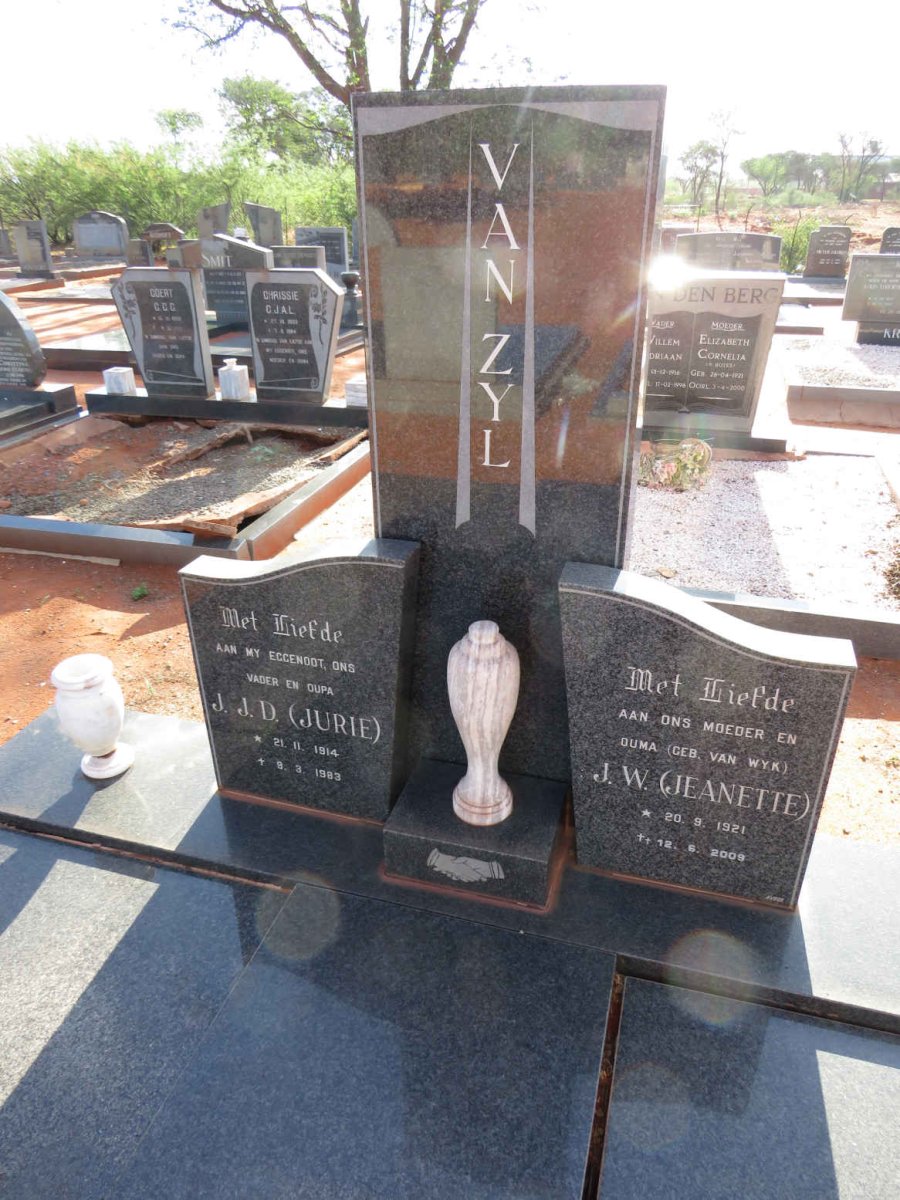ZYL J.J.D., van 1914-1983 & J.W. VAN WYK 1921-2009 