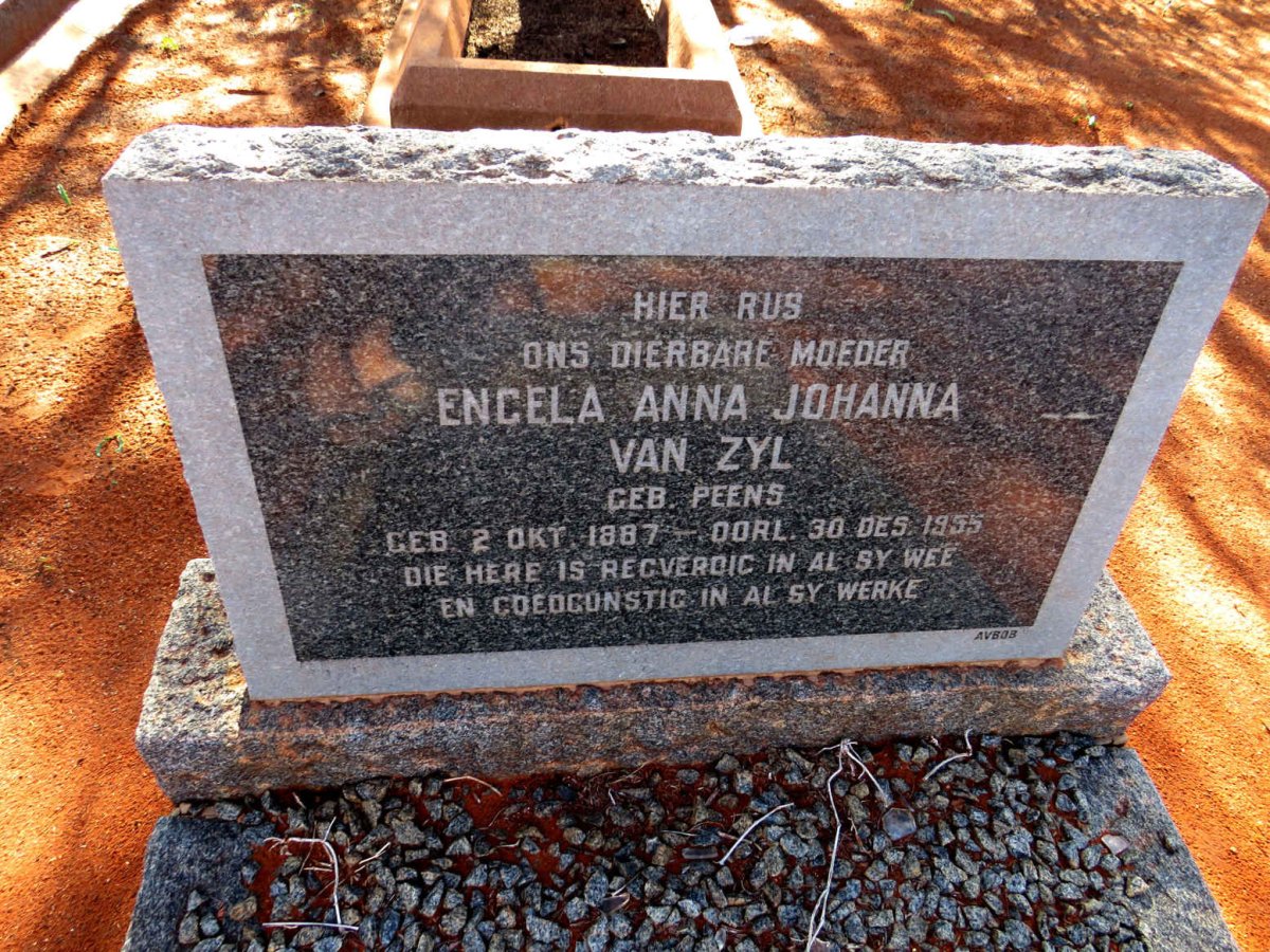 ZYL Engela Anna Johanna, van nee PEENS 1887-1955
