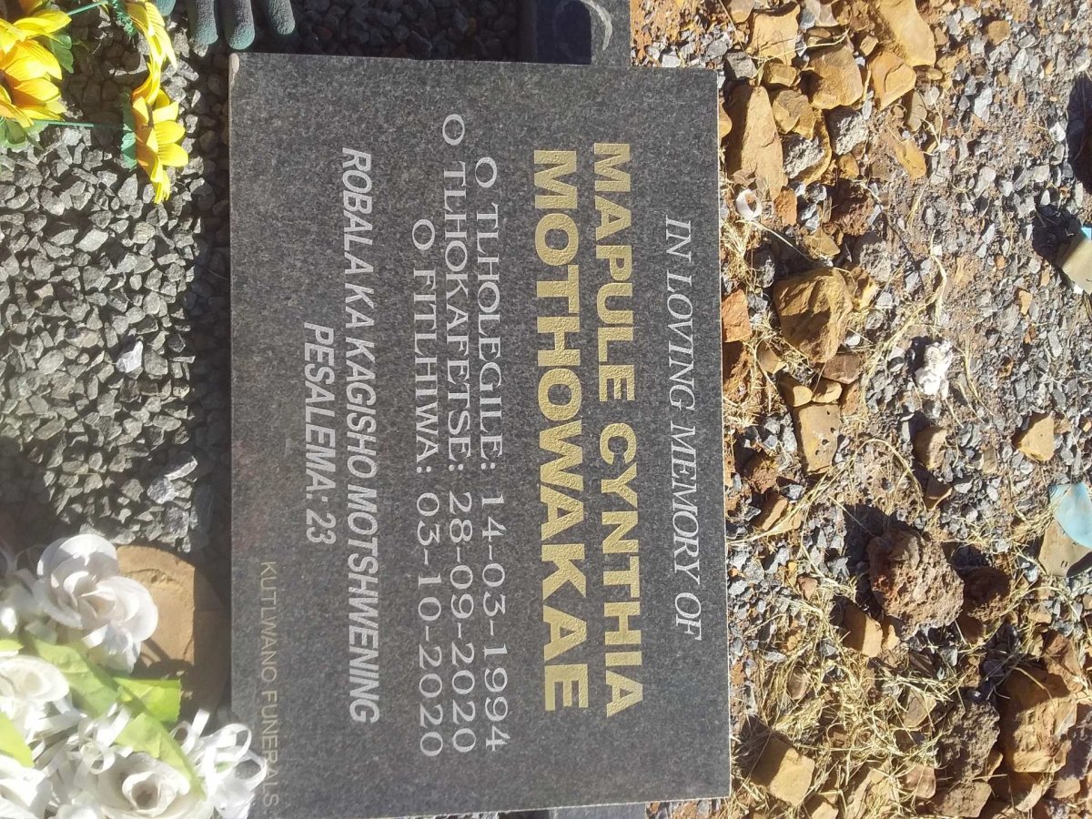 MOTHOWAKAE Mapule Cynthia 1994-2020