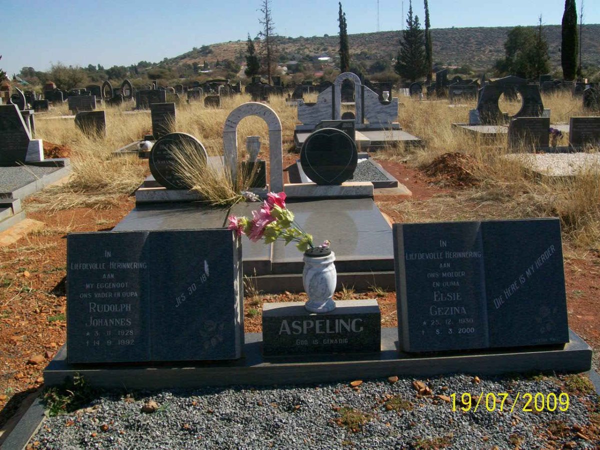 ASPELING Rudolph Johannes 1928-1992 &amp; Elsie Gezina 1930-2000
