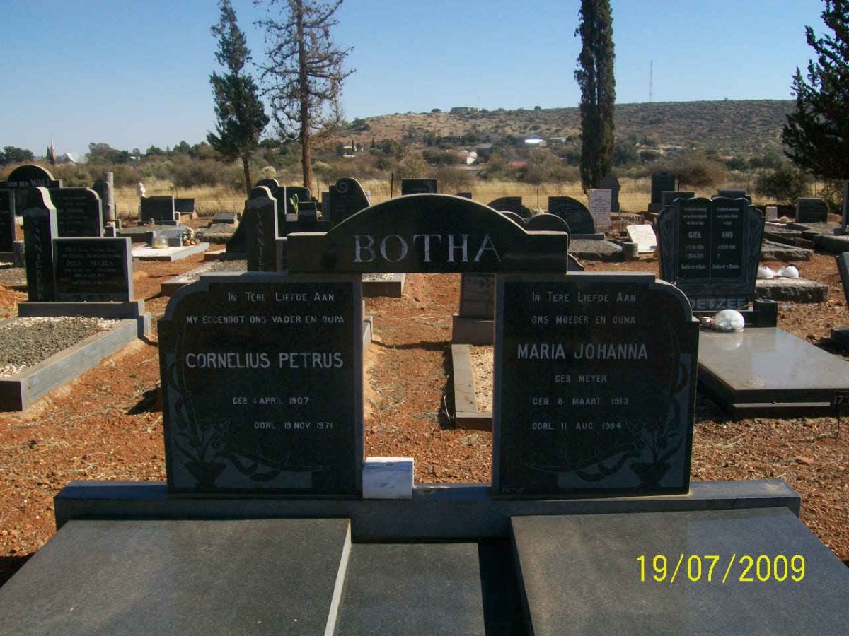 BOTHA Cornelius Petrus 1907-1971 &amp; Maria Johanna MEYER 1913-1984