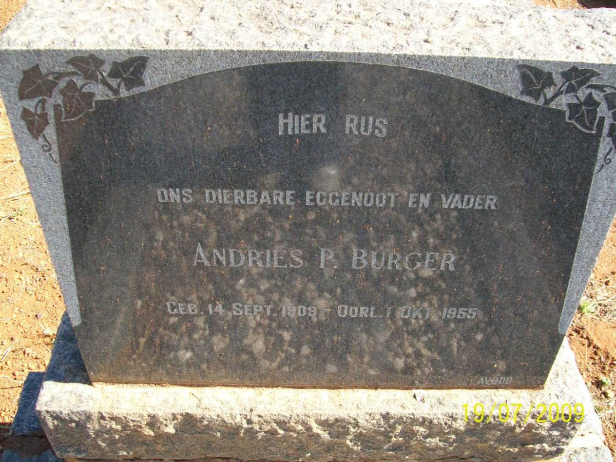 BURGER Andries P. 1909-1955