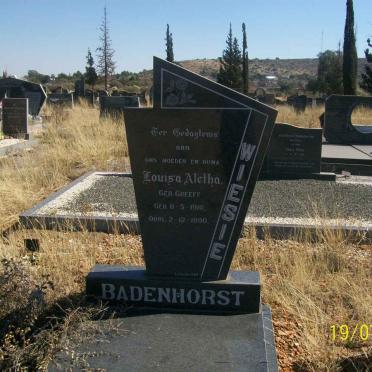 BADENHORST Louisa Aletha neé GREEFF 1910-1990