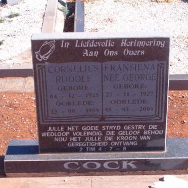 COCK Cornelius Rudolf 1925-1999 &amp; Fransiena GEORGE 1927-2000