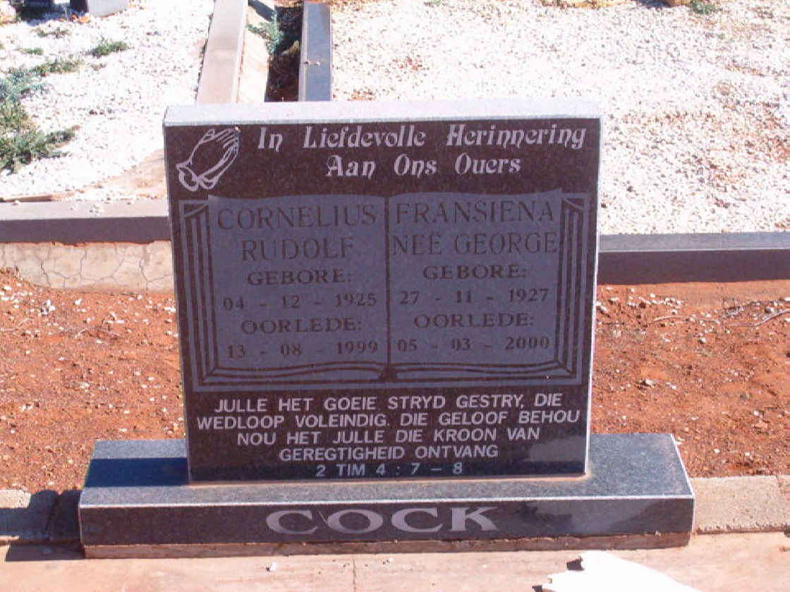 COCK Cornelius Rudolf 1925-1999 &amp; Fransiena GEORGE 1927-2000