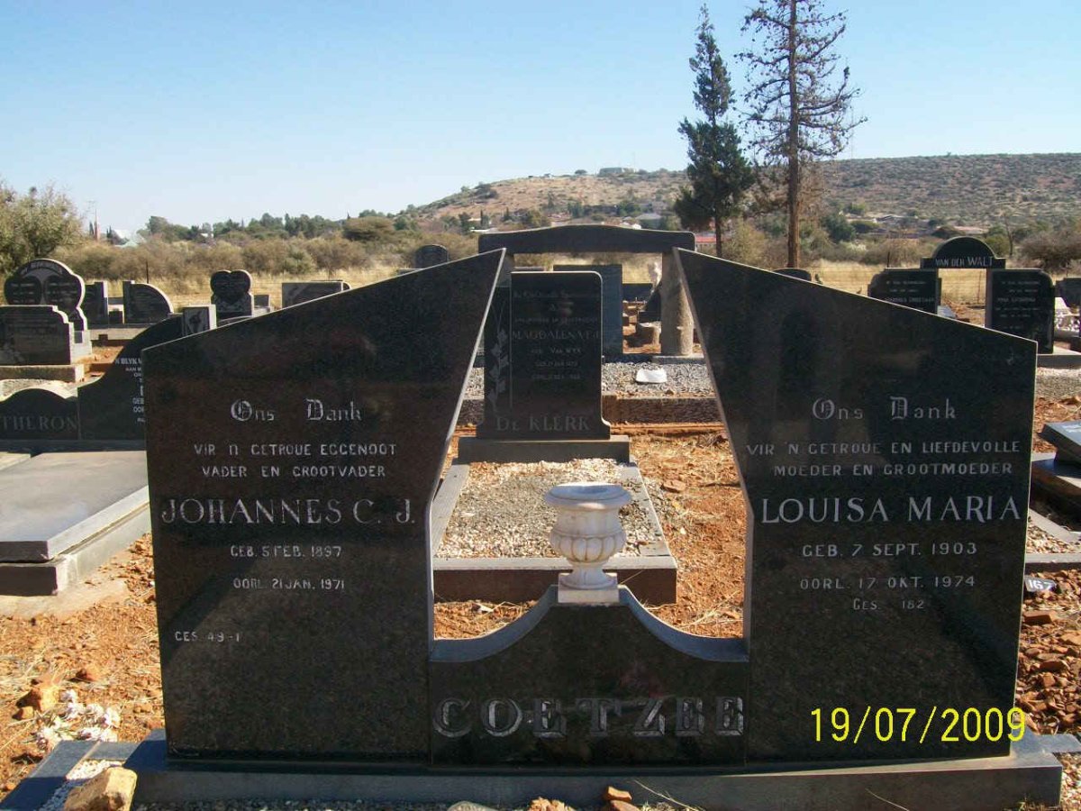 COETZEE Johannes C.J. 1897-1971 &amp; Louisa Maria 1903-1974