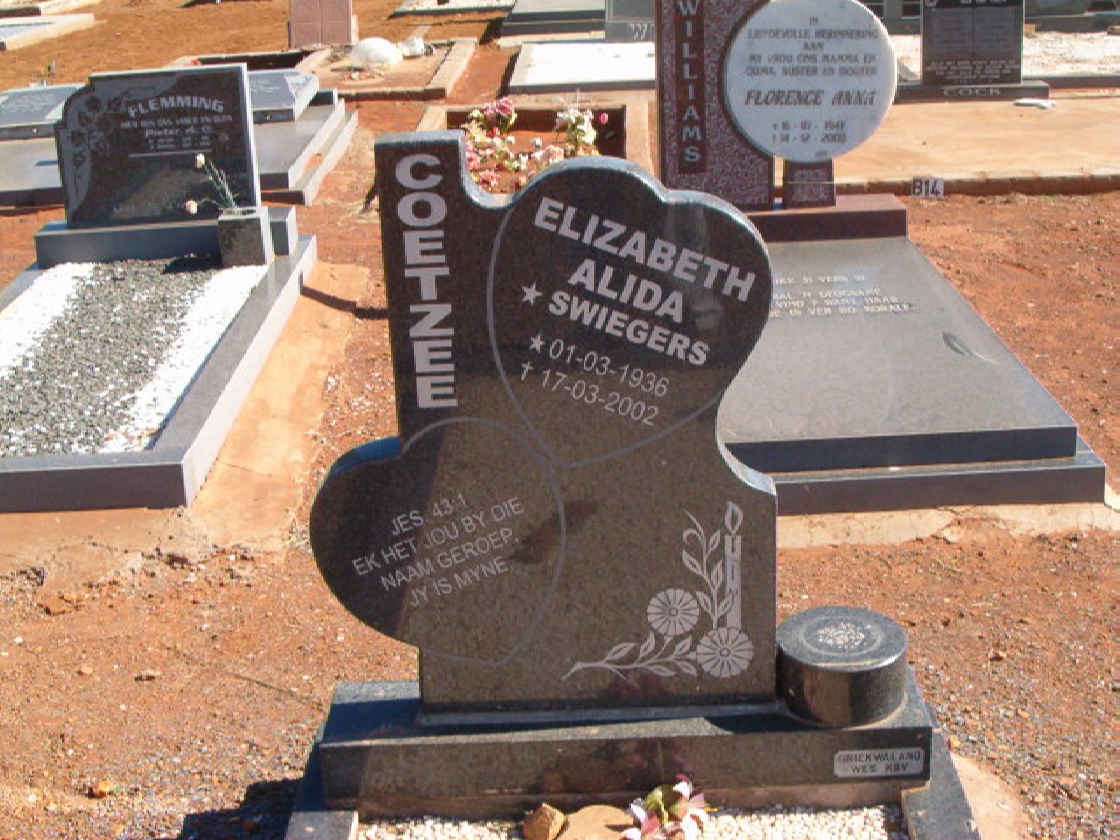 COETZEE Elizabeth Alida neé SWIEGERS 1936-2002