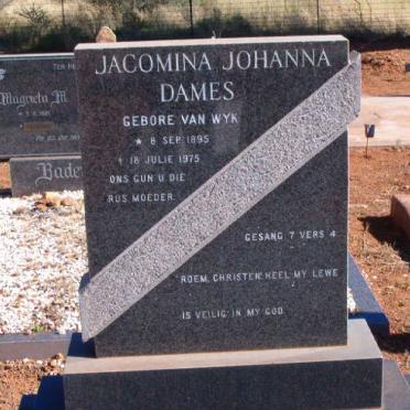 DAMES Jacomina Johanna neé VAN WYK 1895-1975