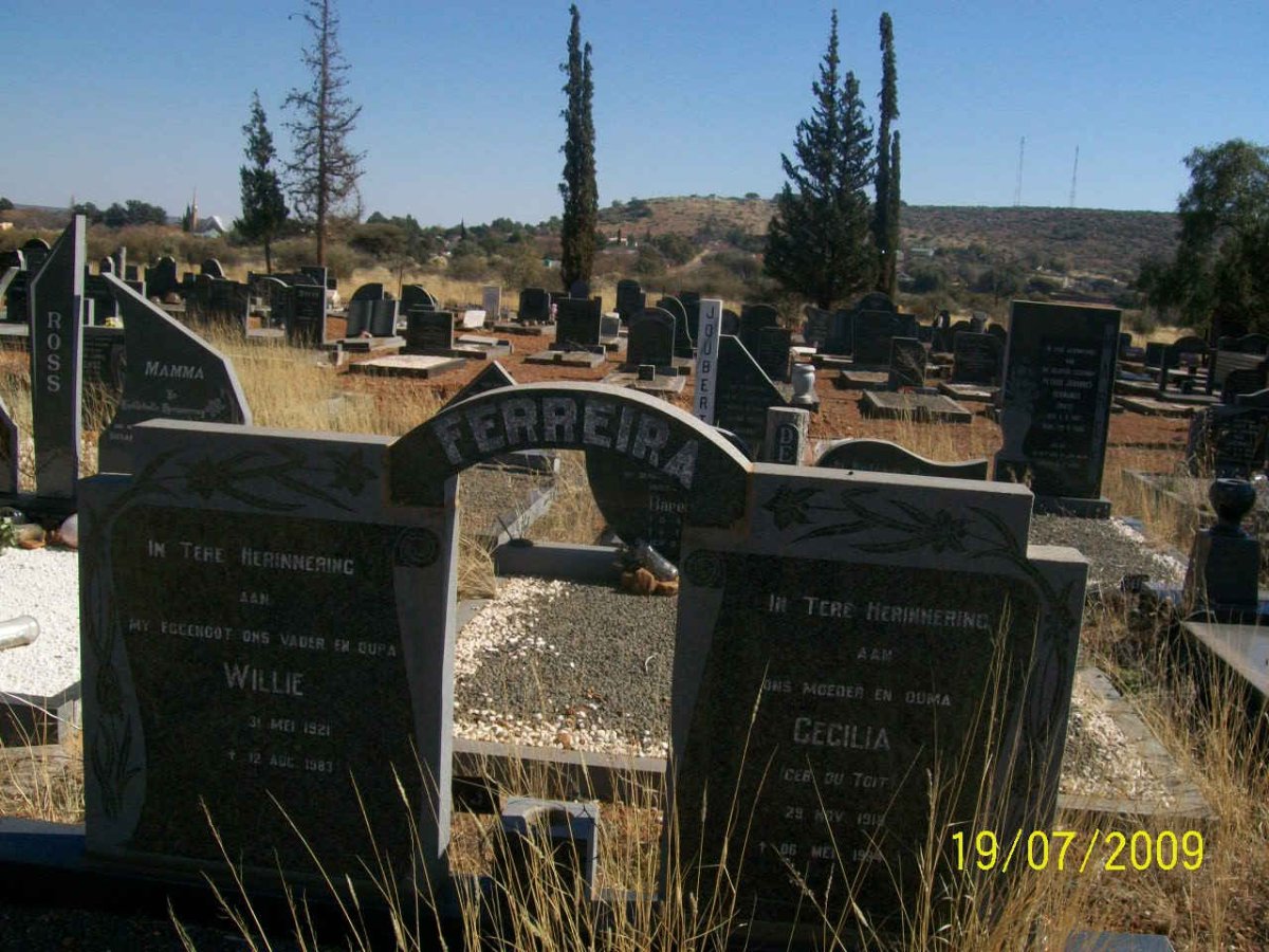 FERREIRA Willie 1921-1982 &amp; Cecilia DU TOIT  1917-1984