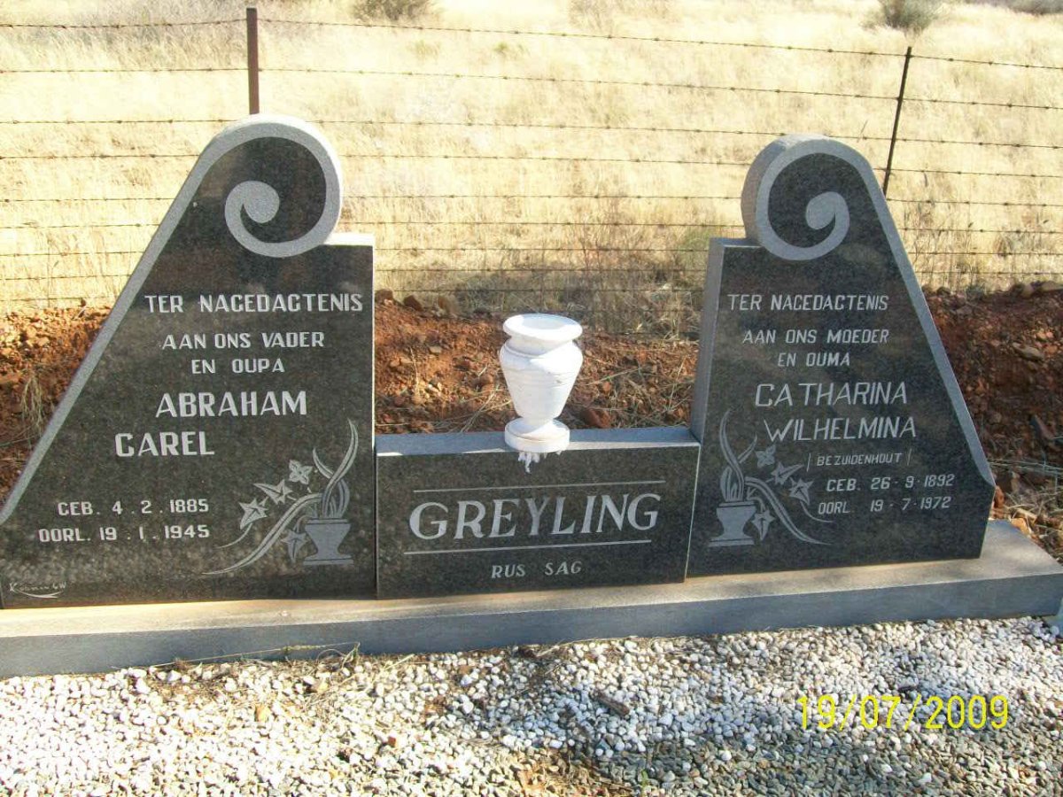GREYLING Abraham Carel 1885-1945 &amp; Catharina Wilhelmina BEZUIDENHOUT 1892-1972