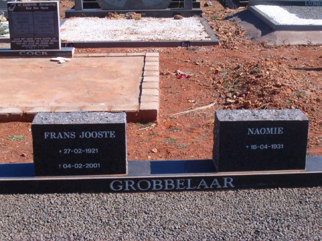 GROBBELAAR Frans Jooste 1921-2001 &amp; Naomie 1931-