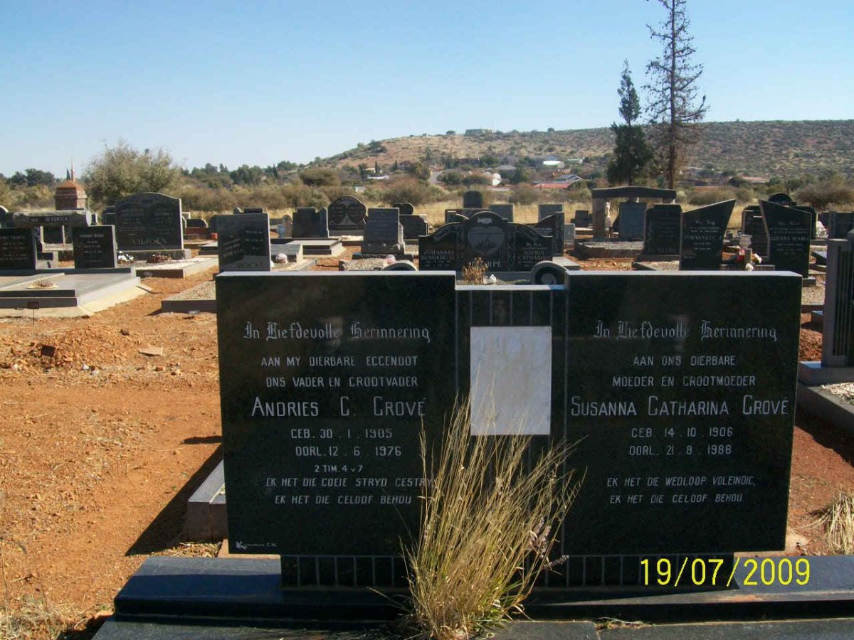 GROVE Andries C. 1905-1976 &amp; Susanna Catharina 1906-1988
