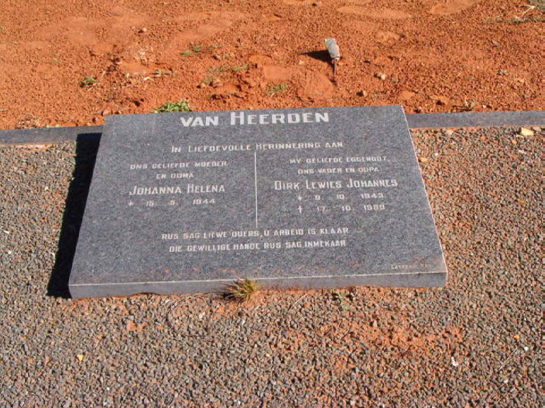HEERDEN Dirk Lewies Johannes, van 1943-1998 &amp; Johanna Helena 1944-