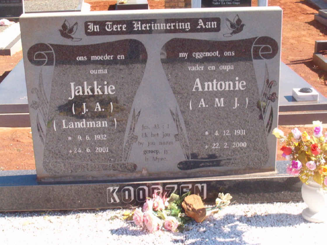 KOORZEN A.M.J. 1931-2000 &amp; J.A. LANDMAN 1932-2001