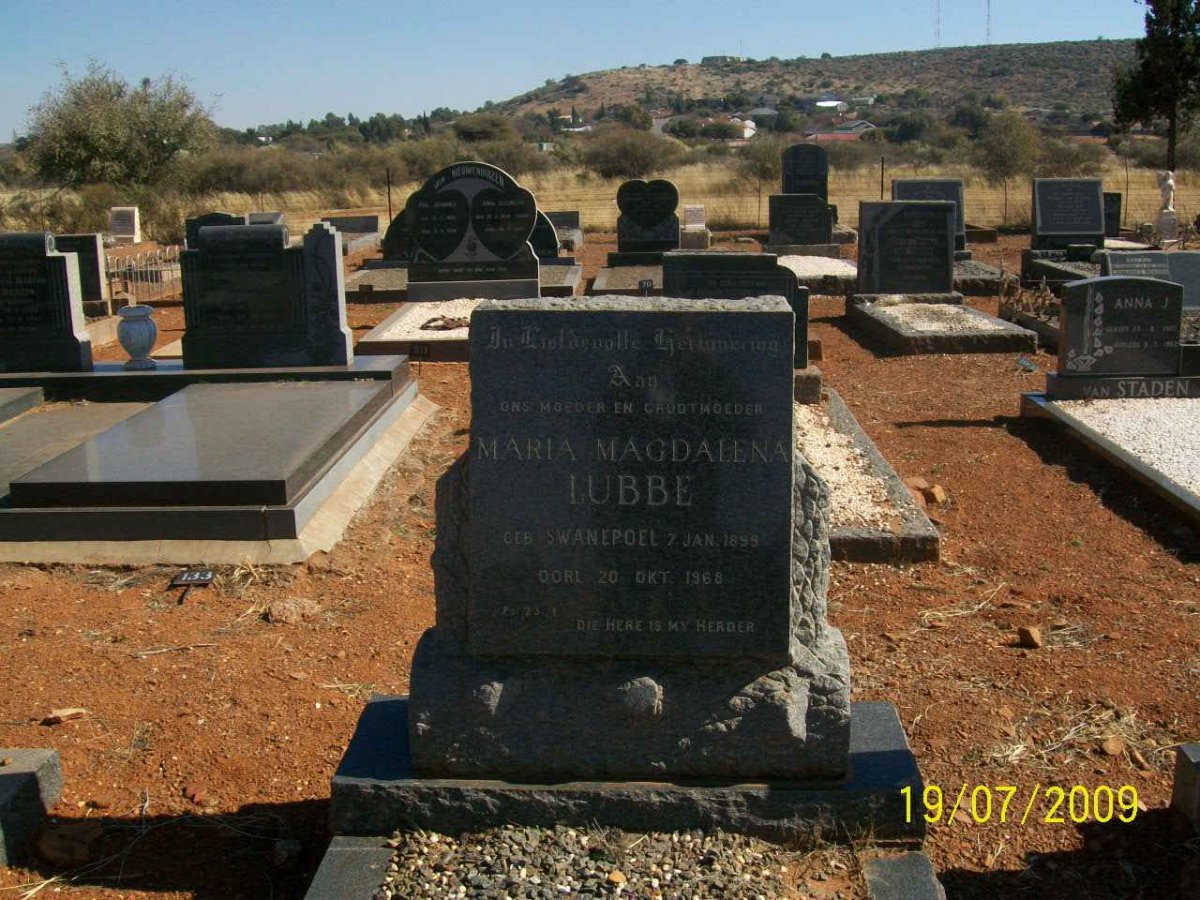 LUBBE Maria Magdalena nee SWANEPOEL 1899-1968