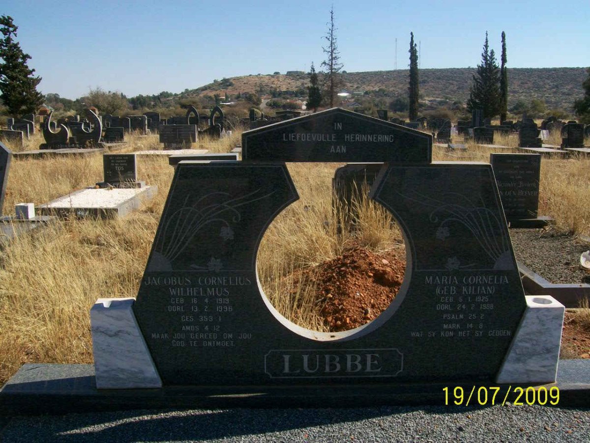 LUBBE Jacobus Cornelius Wilhelmus 1919-1996 &amp; Maria Cornelia KILIAN 1925-1988