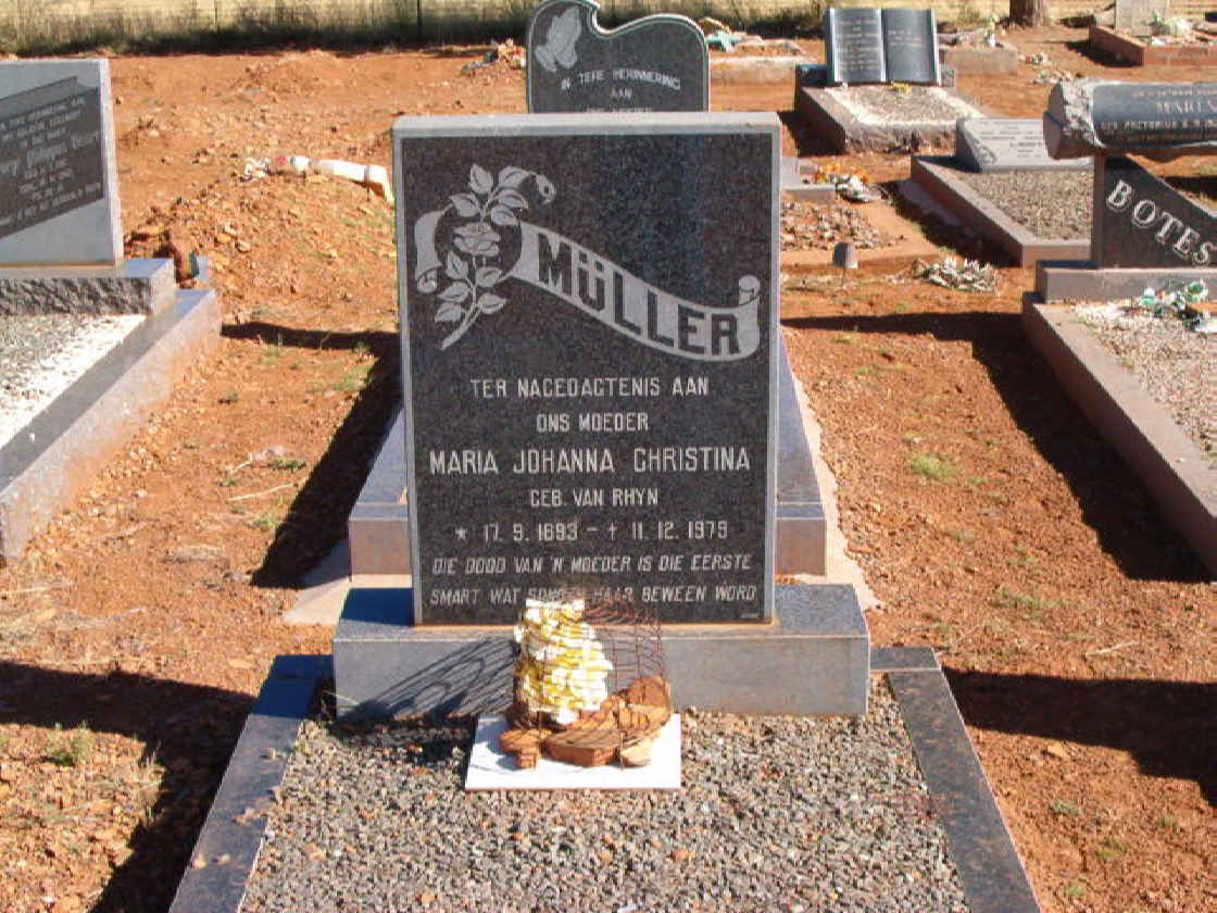 MÜLLER Maria Johanna Christina neé VAN RHYN 1893-1979