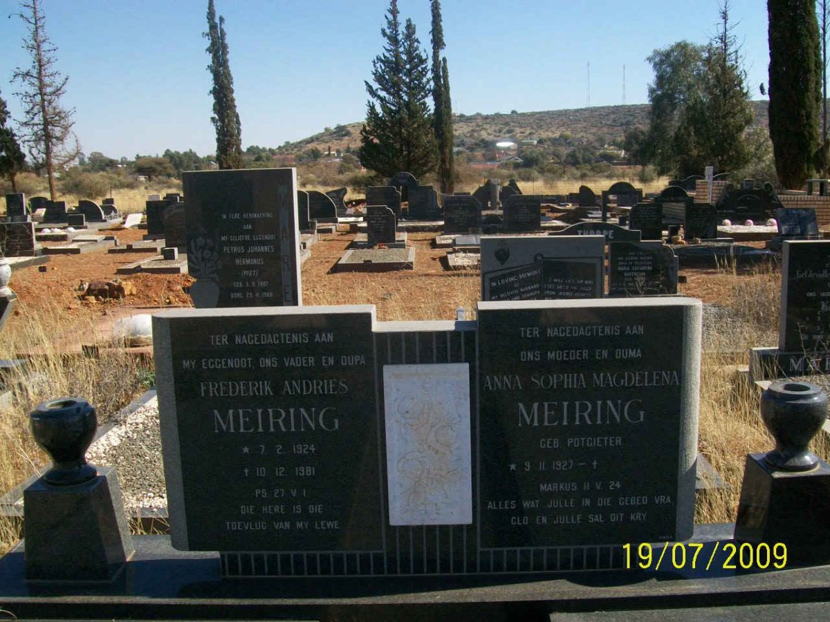 MEIRING Frederik Andries 1924-1981 &amp; Anna Sophia Magdelena POTGIETER 1927-