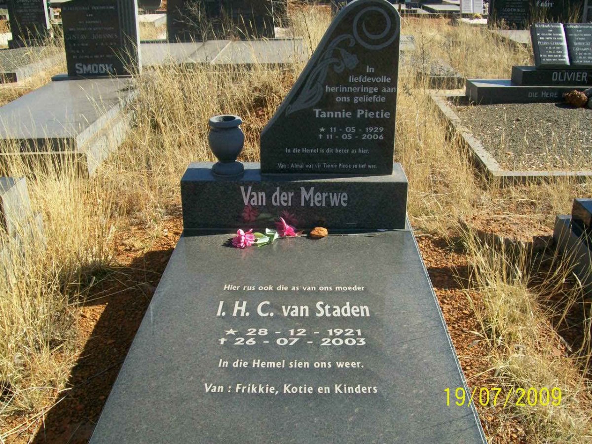MERWE Pietie, van der 1929-2006 :: VAN STADEN I.H.C. 1921-2003