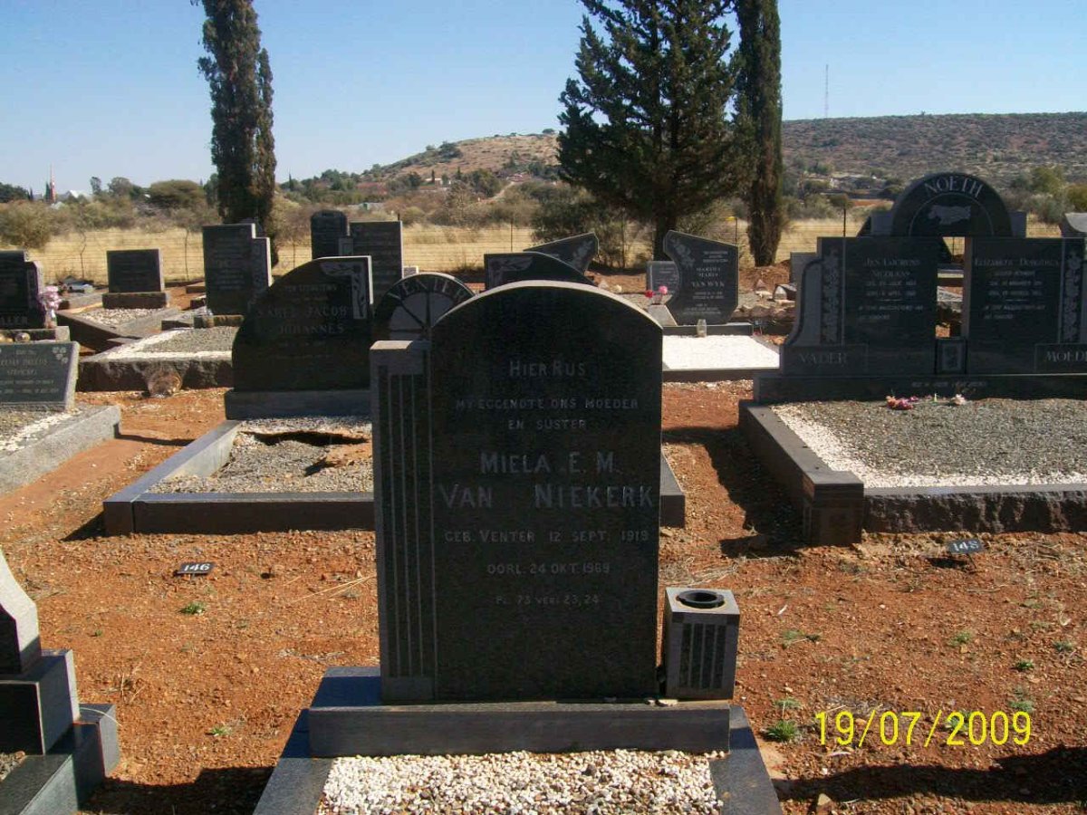 NIEKERK Miela E.M., van nee VENTER 1919-1969