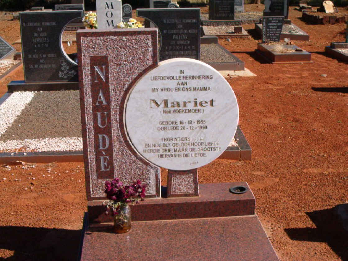 NAUDE Mariet Neé KOEKEMOER 1955-1999