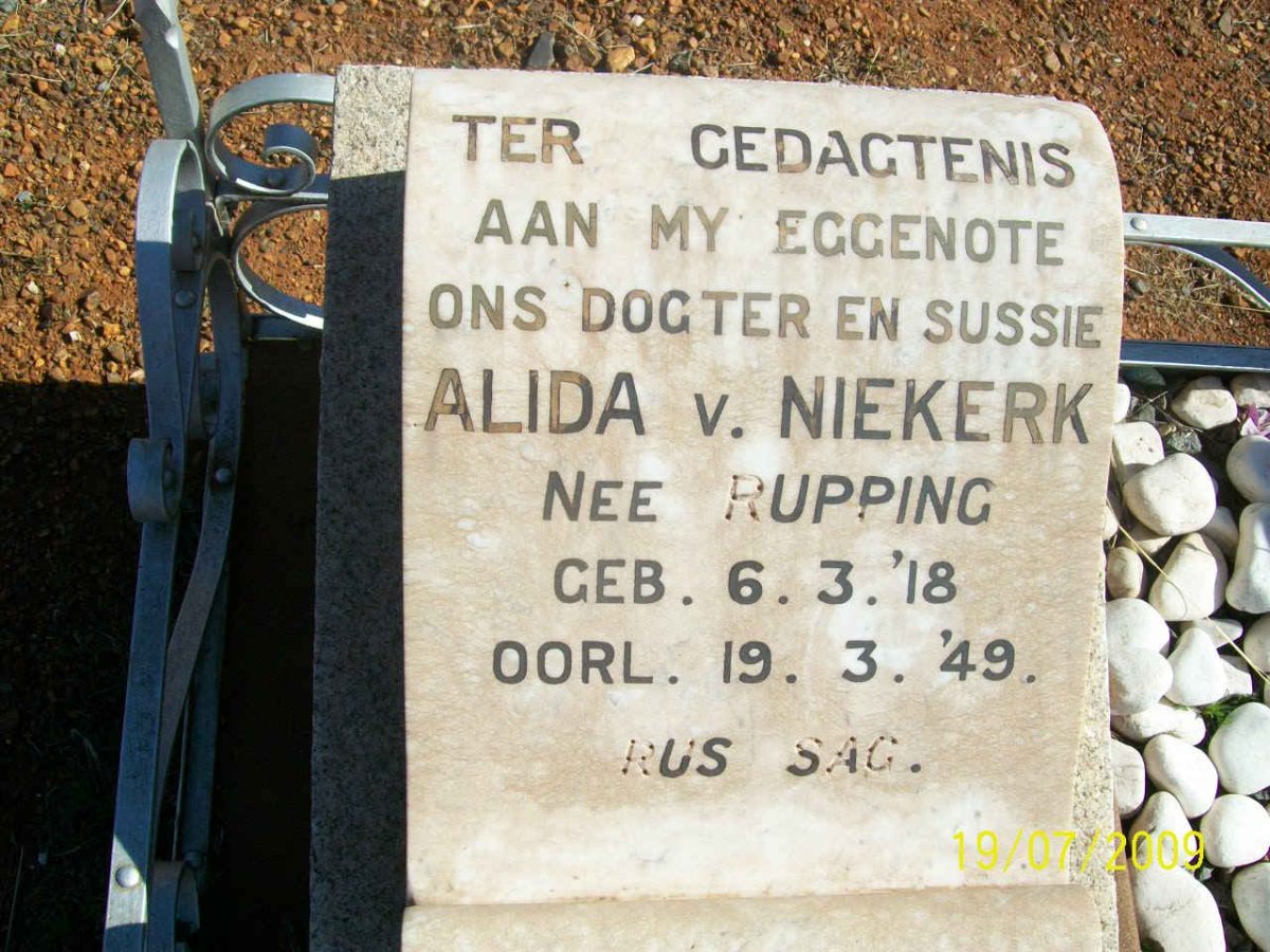 NIEKERK Alida, v. nee RUPPING 1918-1949