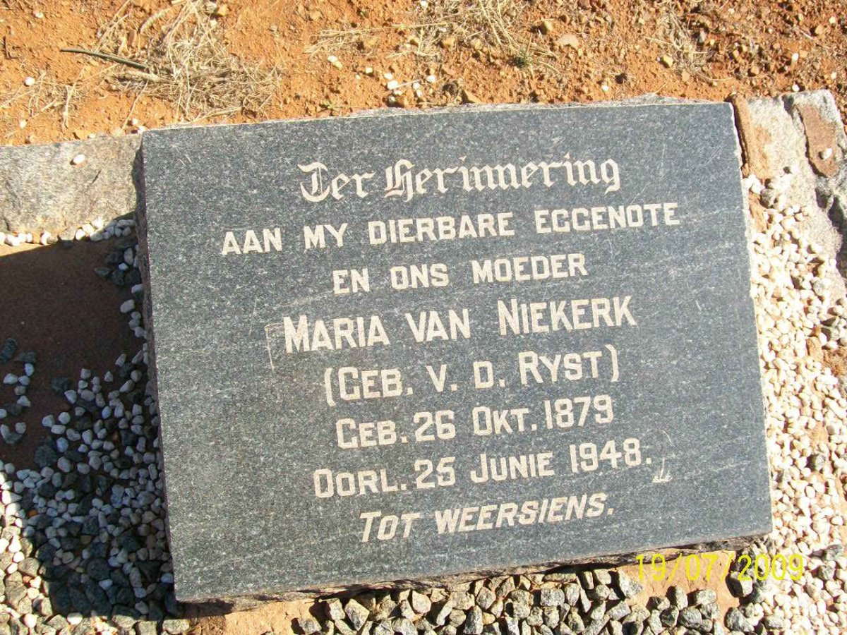 NIEKERK Maria, van nee V.D. RYST 1879-1948