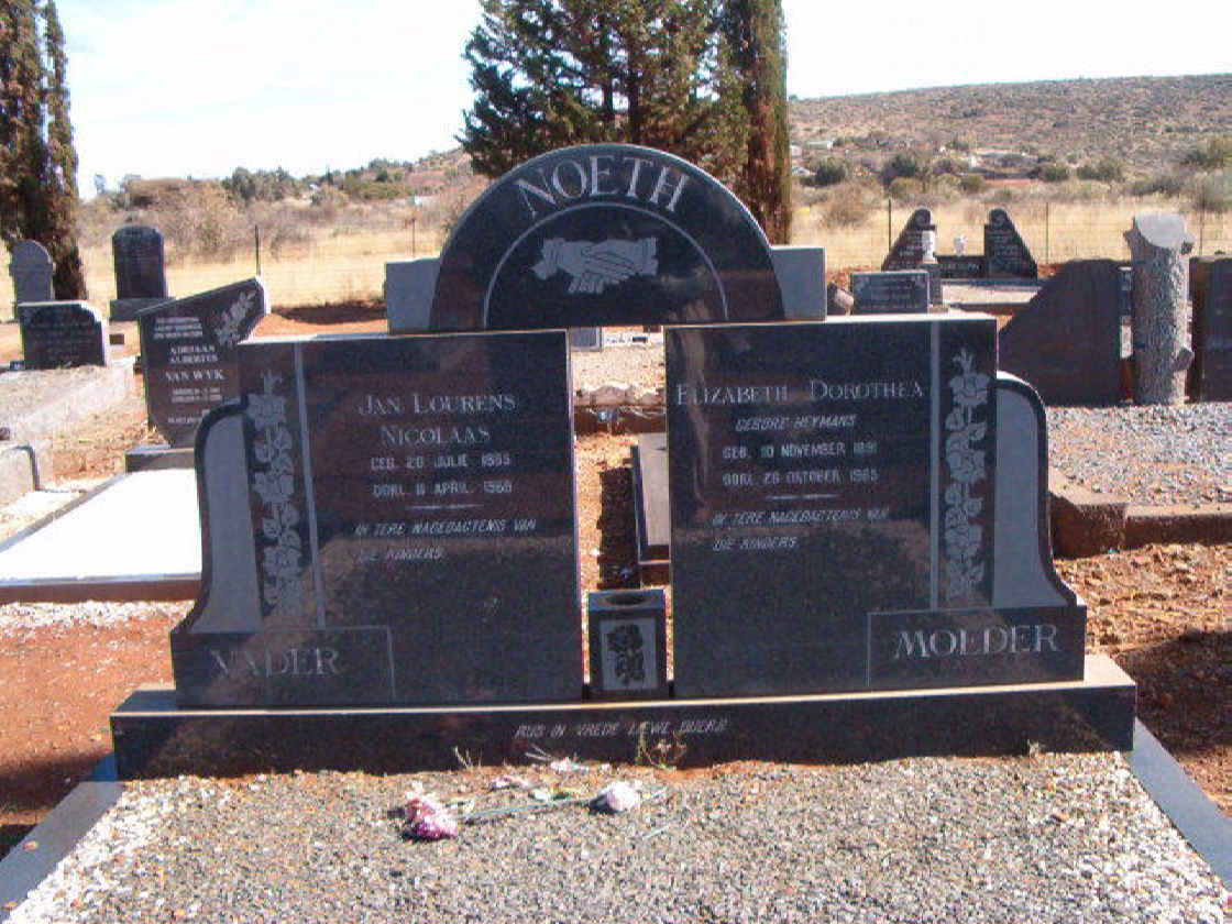 NOETH Jan Lourens Nicolaas 1885-1966 &amp; Elizabeth Dorethea HEYMANS 1891-1965