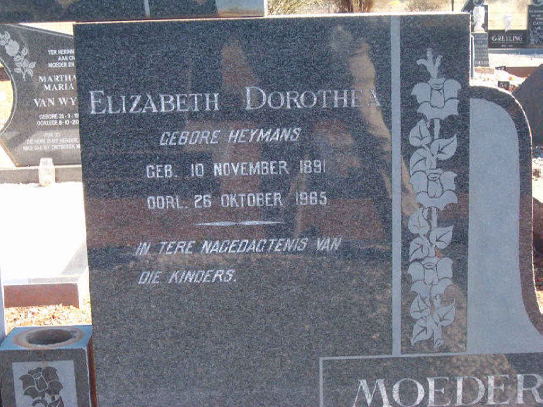 NOETH Elizabeth Dorethea nee HEYMANS 1891-1965