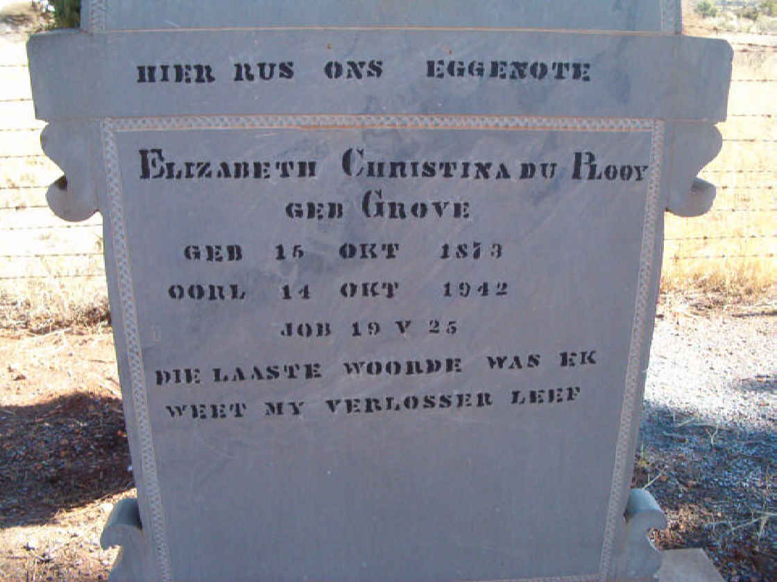 PLOOY Elizabeth Christina, du neé GROVE 1973-1942