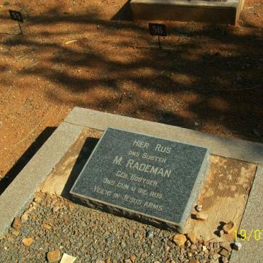 RADEMAN M. nee BOOYSEN