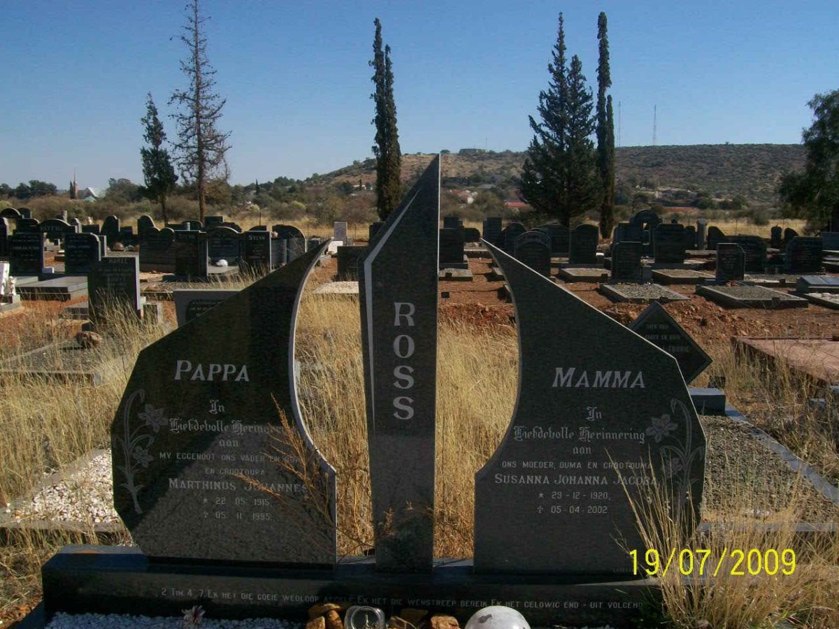 ROSS Marthinus Johannes 1915-1995 &amp; Susanna Johanna Jacoba 1920-2002
