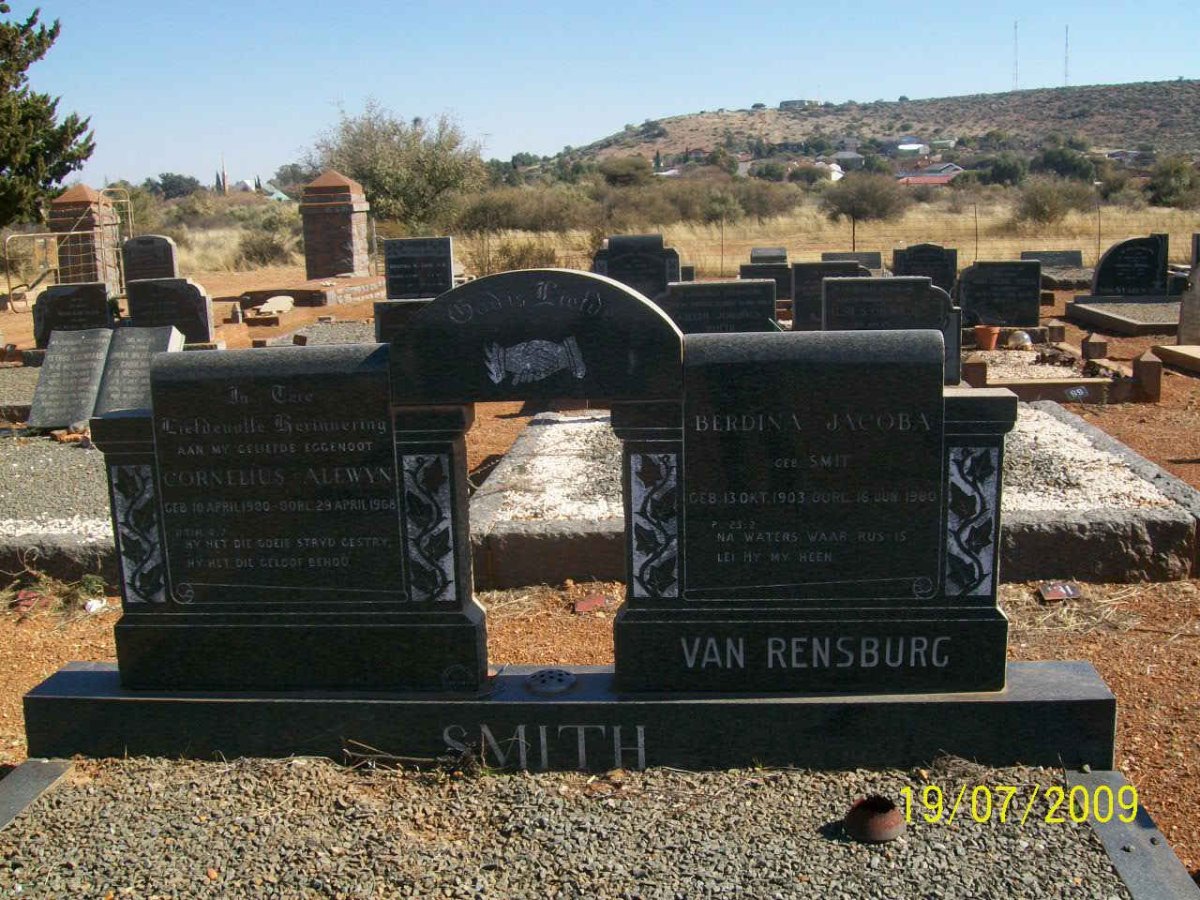 SMITH Cornelius Alewyn 1900-1968 :: VAN RENSBURG Berdina Jacoba nee SMIT 1903-1980