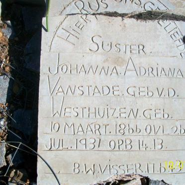 STADE Johanna Adriana, van nee VAN DER WESTHUIZEN 1866-1937 :: VISSER B.W. -1943
