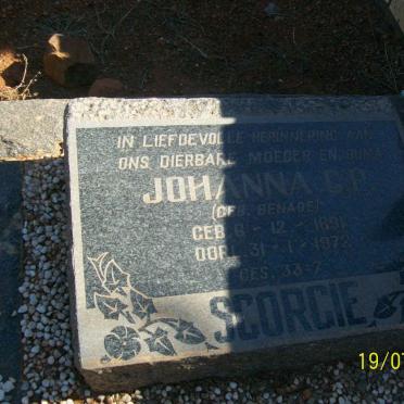 SCORGIE Johanna G.P. nee BENADE 1891-1972