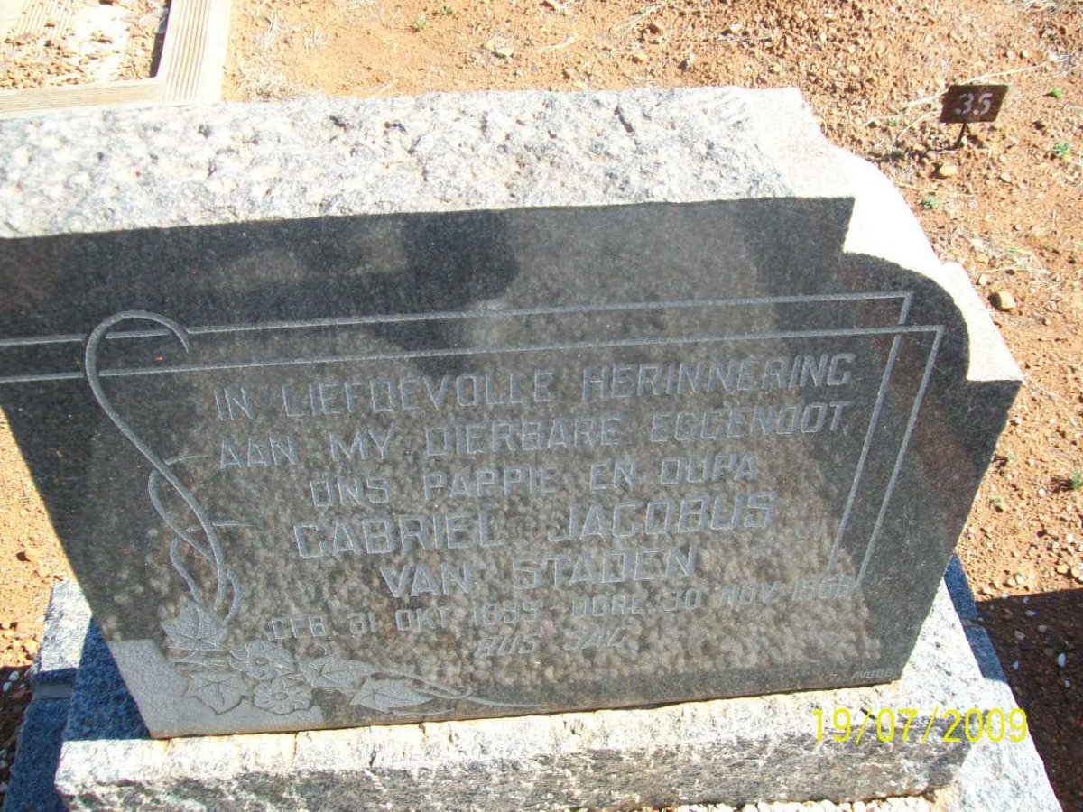 STADEN Gabriel Jacobus, van 1899-1966