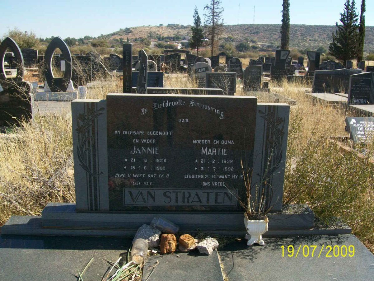 STRATEN Jannie, van 1928-1982 &amp; Martie 1932-1992