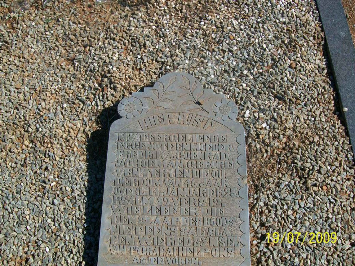 SCHOEMAN Fredrika Coenrad nee VENTER -1923