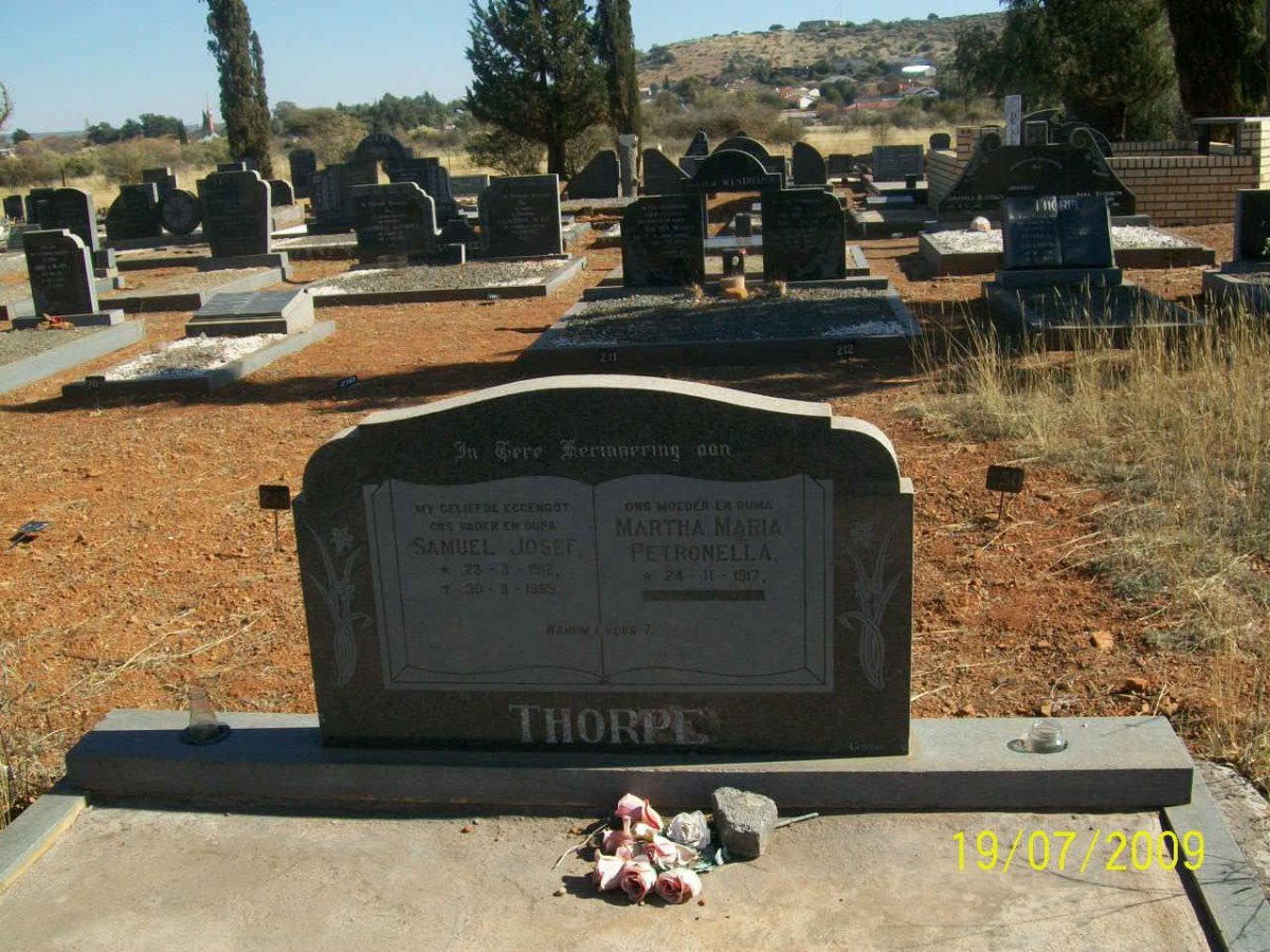 THORPE Samuel Joseph 1912-1985 &amp; Martha Maria Petronella 1917-