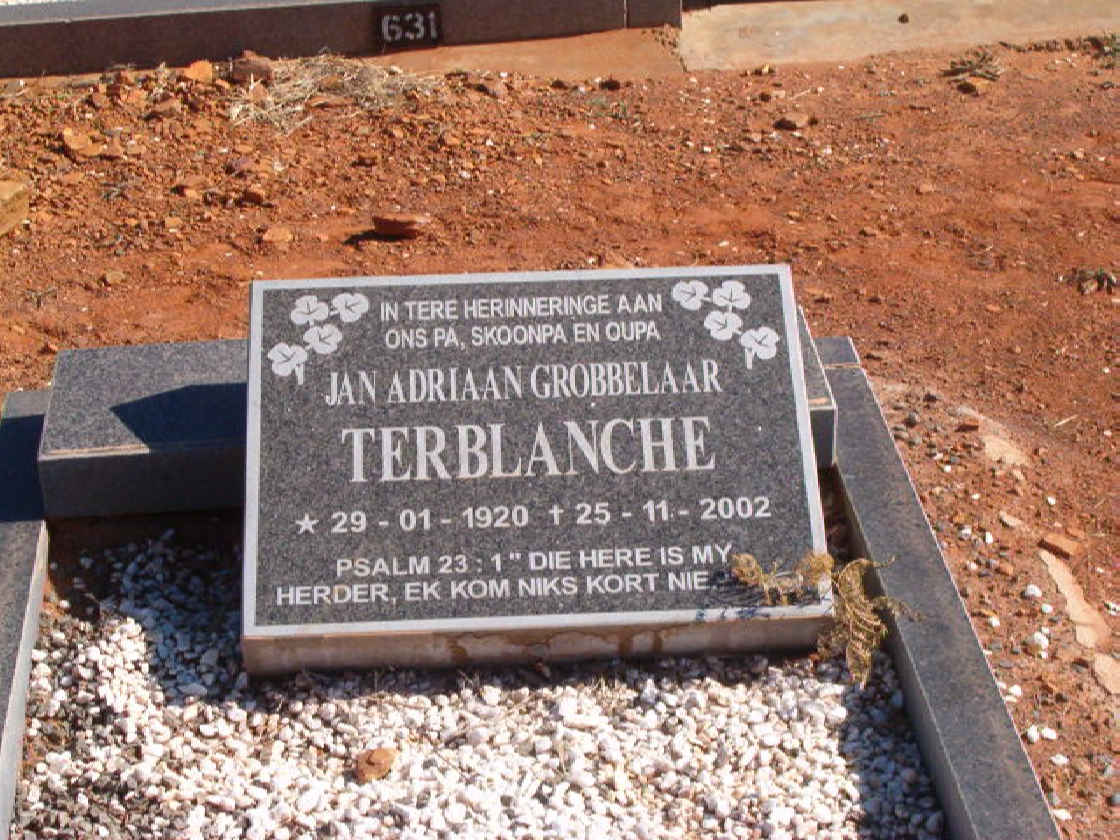 TERBLANCHE Jan Adriaan Grobbelaar 1920-2002