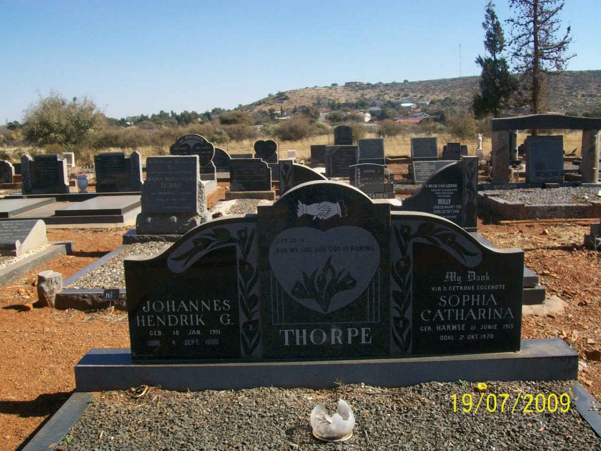 THORPE Johannes Hendrik G. 1911-1980 &amp; Sophia Catharina HARMSE 1915-1970