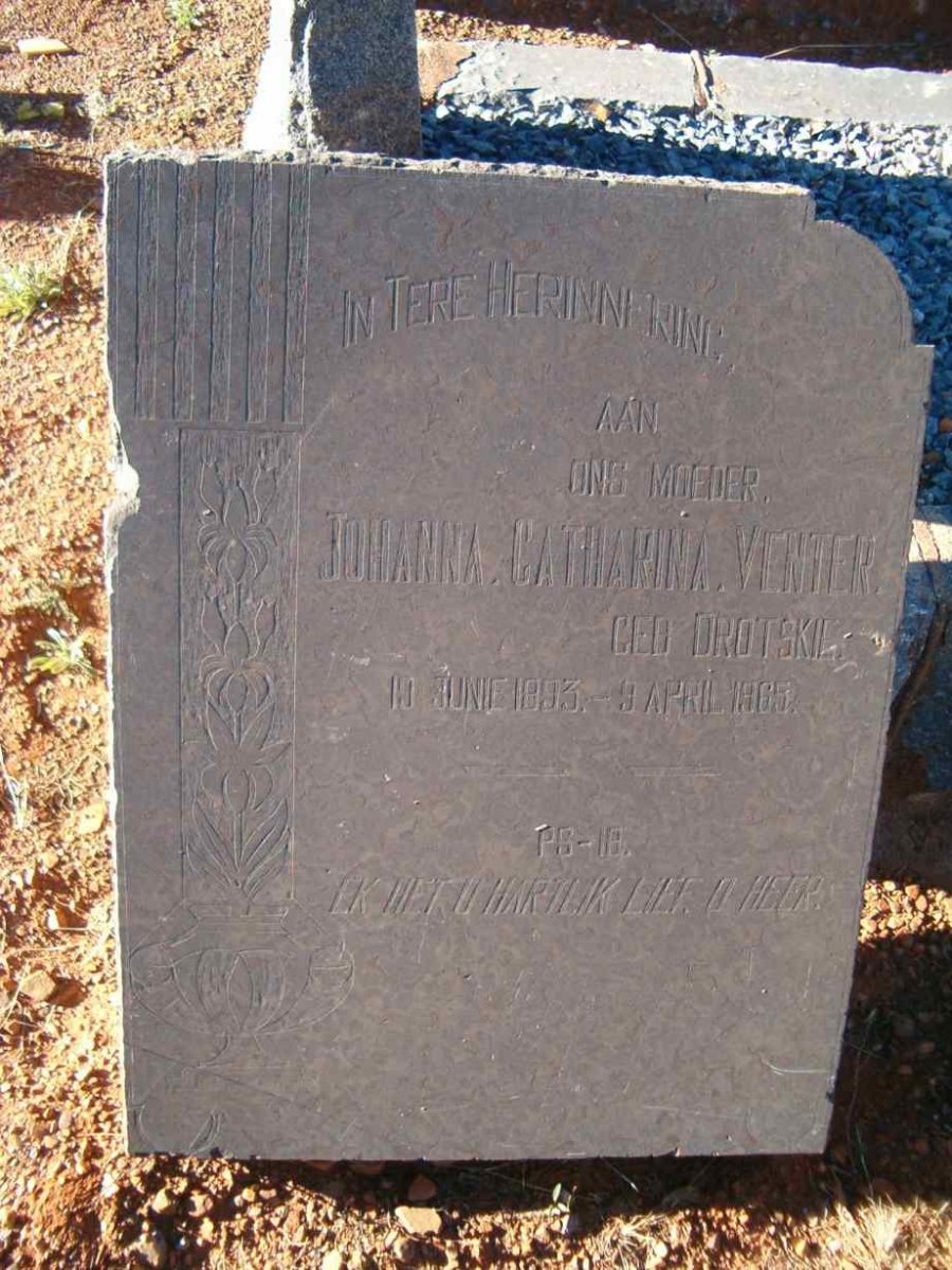 VENTER Johanna Catharina neé DROTSKIE 1893-1965