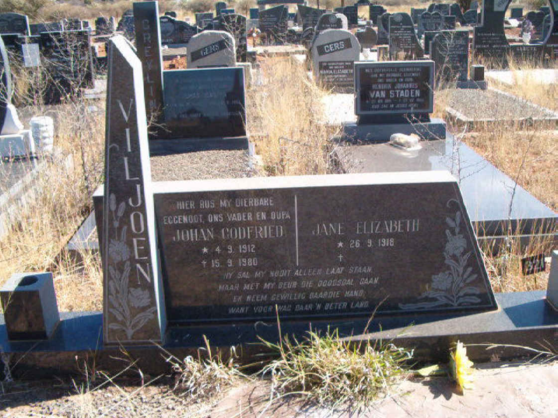 VILJOEN Johan Godfried 1912-1980 &amp; Jane Elizabeth 1918-