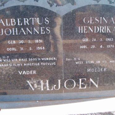 VILJOEN Albertus Johannes 1891-1968 &amp; Gesina Hendrika 1903-1978