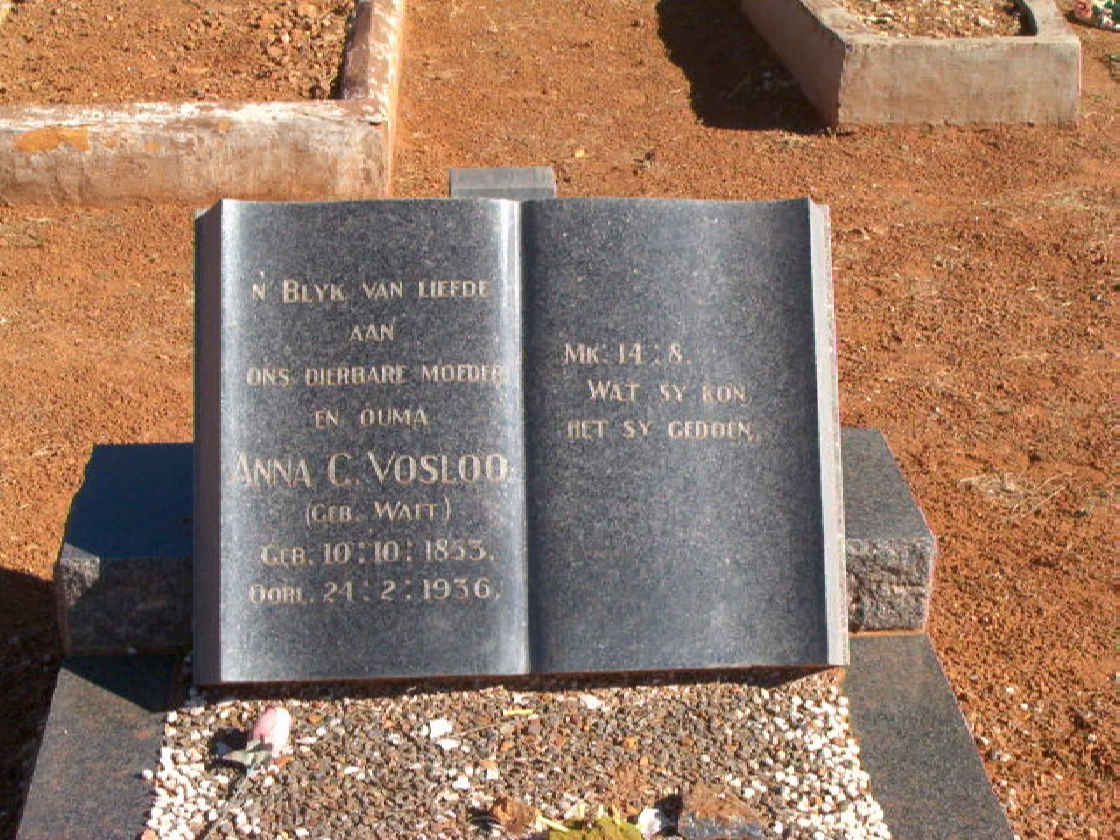 VOSLOO Anna C. neé WAIT 1853-1936