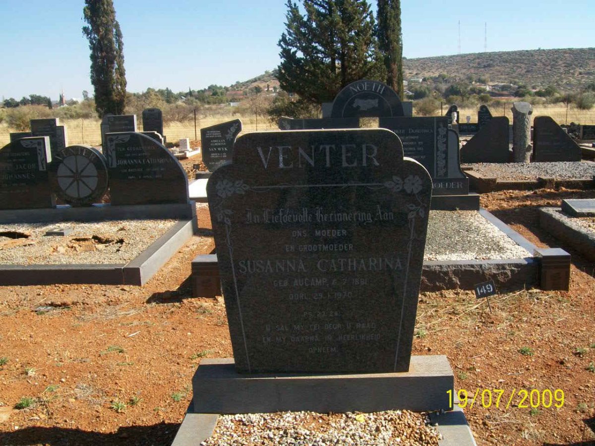 VENTER Susanna Catharina nee AUCAMP 1881-1970